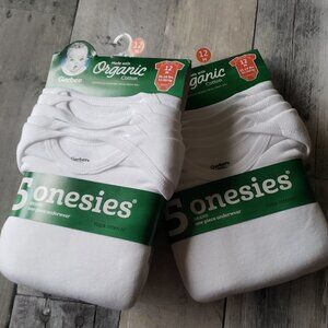 NWT - Gerber Organic (set of 2) Baby 5pk Short Sleeve Onesies - Size 12M